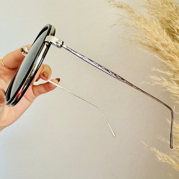 NEW NORDSTROM Black Silver $78 Slim Etch Oversized Metal Sunglasses Sunnies Y2K main image 6